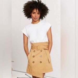 Veronica Beard Brown and White Mini Dress Short Sleeve Crew Neck